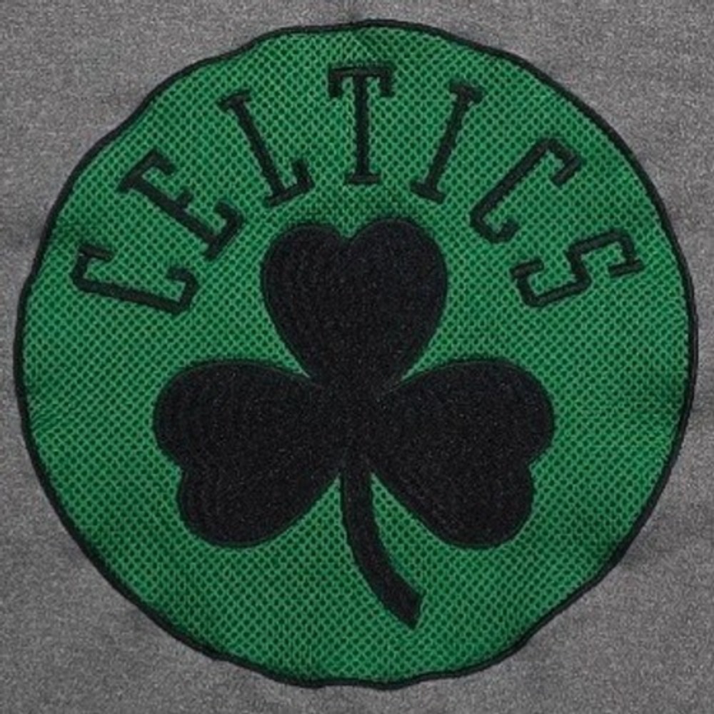 NBA Boston Celtics Hoodie Large Grey Green Shamrock Polyester Fleece Pullover